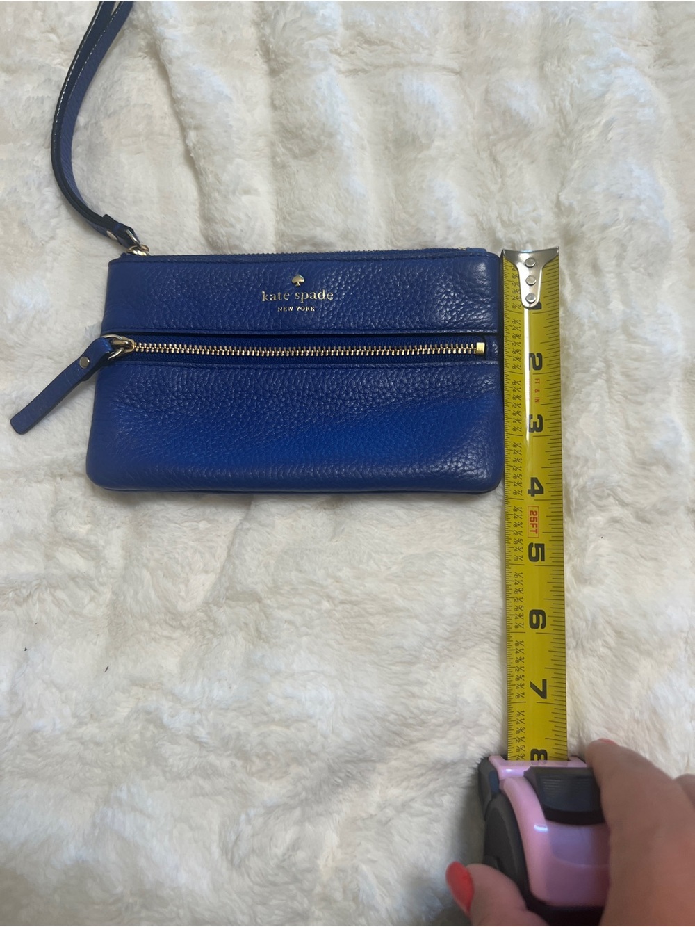 kate spade cobalt blue pebbled leather wristlet clutch - Picture 2 of 10